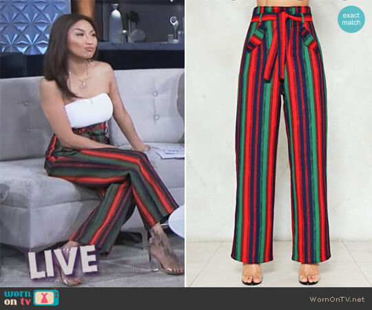 All the Way to Reno Striped Pants by Nasty Gal worn by Jeannie Mai on The Real