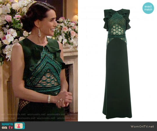 Patricia Bonaldi Dark Green Dress worn by Quinn Fuller (Rena Sofer) on The Bold and the Beautiful