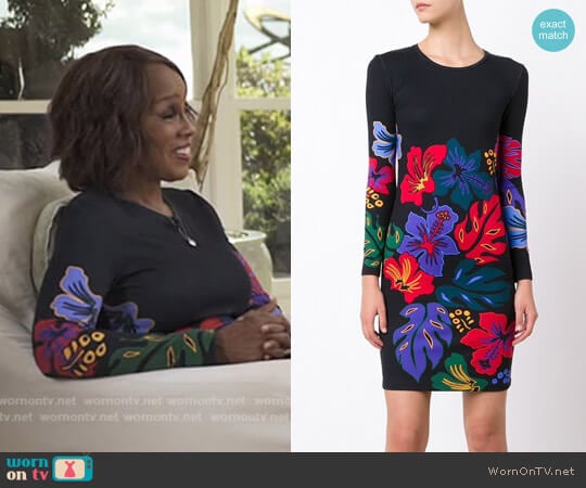 Floral print knit dress by Prabal Gurung worn by Gayle King on CBS Mornings