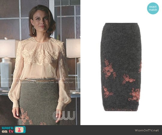 Beaded Angora-Blend Skirt by Prada worn by Cristal Flores (Nathalie Kelley) on Dynasty