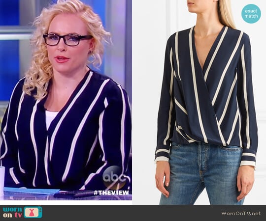 Victor wrap-effect striped silk crepe de chine blouse by Rag and Bone worn by Meghan McCain on The View