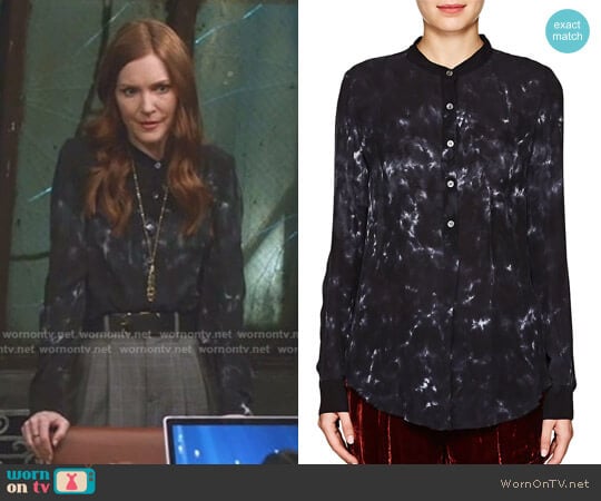 Tie-Dyed Silk Henley Blouse by Raquel Allegra worn by Abby Whelan (Darby Stanchfield) on Scandal