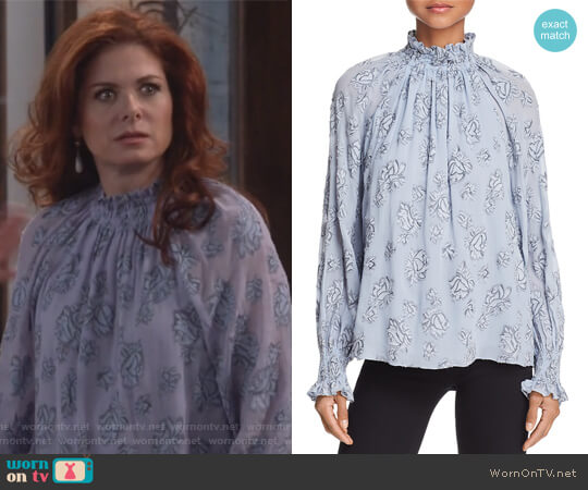 Rose Jacquard Top by Rebecca Taylor worn by Grace Adler (Debra Messing) on Will & Grace