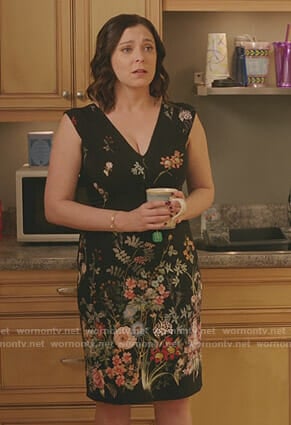 Rebecca's black floral dress on Crazy Ex-Girlfriend