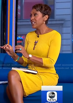 WornOnTV: Robin’s yellow ribbed corset dress on Good Morning America ...