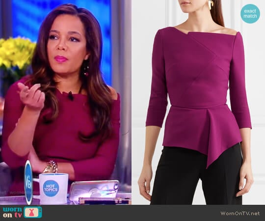 Almeley asymmetric crepe top by Roland Mouret worn by Sunny Hostin on The View