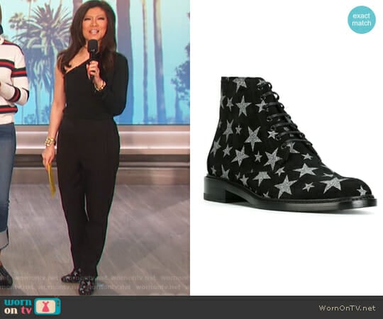 Lolita 20 lace-up ankle boots by Saint Laurent worn by Julie Chen on The Talk