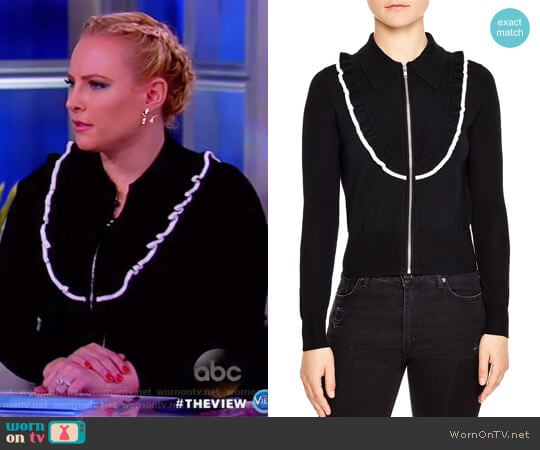 Tao Ruffled Zip-Up Cardigan by Sandro worn by Meghan McCain on The View