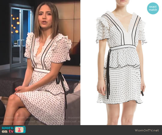 V-Neck Short-Sleeve Dotted Frilled Short Cocktail Dress by Self Portrait worn by Erin Lim on E! News