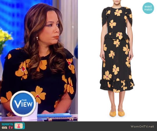 Floral-Print Crepe de Chine Midi Dress by Simone Rocha worn by Sunny Hostin on The View