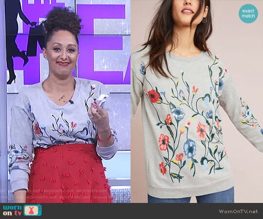 Embroidered Sweatshirt by Sundry worn by Tamera Mowry on The Real