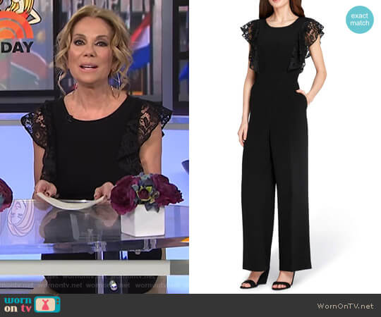 Lace Sleeve Crepe Jumpsuit by Tahari worn by Kathie Lee Gifford on Today