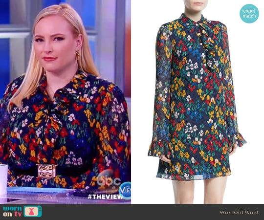 Livia Iris Garden Printed Long-Sleeve Dress by Tory Burch worn by Meghan McCain on The View