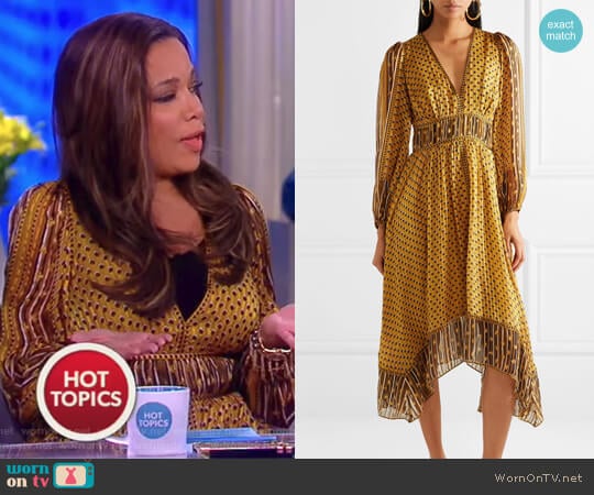 Amabelle printed silk-jacquard midi dress by Ulla Johnson worn by Sunny Hostin on The View