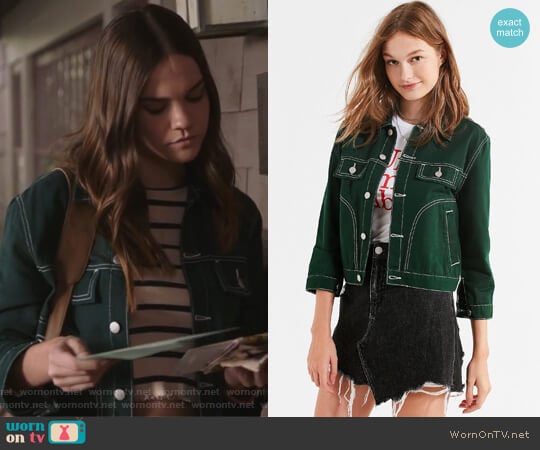 UNIF Woody Green Denim Jacket worn by Callie Jacob (Maia Mitchell) on The Fosters