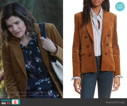 Cliff Corduroy Cutaway Jacket by Veronica Beard worn by Heather Hughes (Betsy Brandt) on Life in Pieces