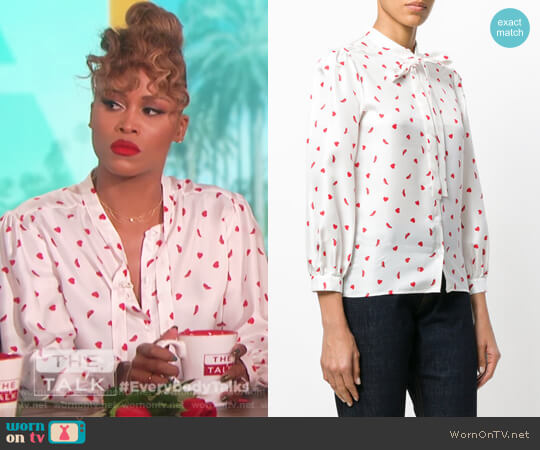 Heart and Shoe Print Blouse by Vivetta worn by Eve on The Talk