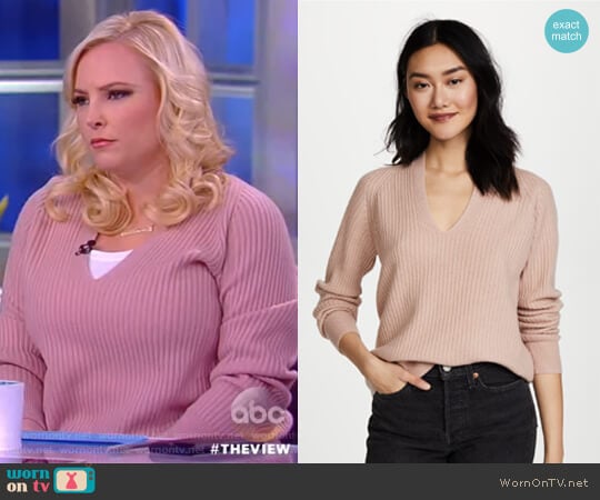 Raglan Ribbed Double V Neck by Vince worn by Meghan McCain on The View