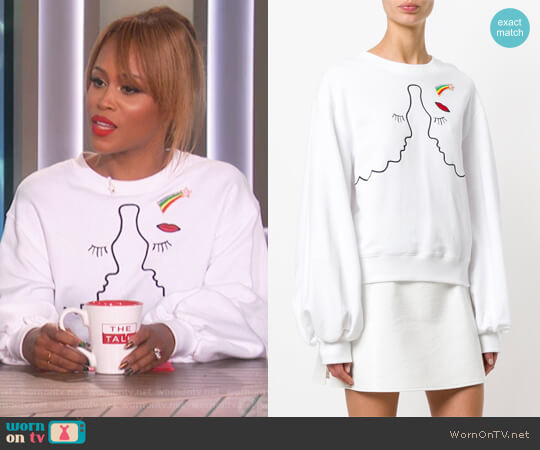 Silhouette Embroidered Sweatshirt by Vivetta worn by Eve on The Talk