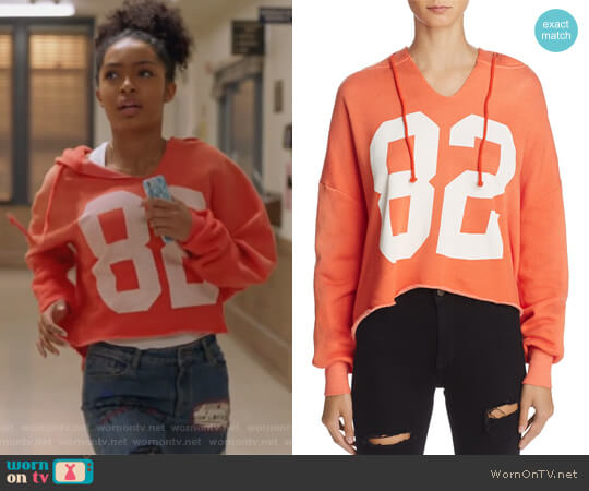 WornOnTV: Zoey’s orange 82 print hoodie on Grown-ish | Yara Shahidi ...