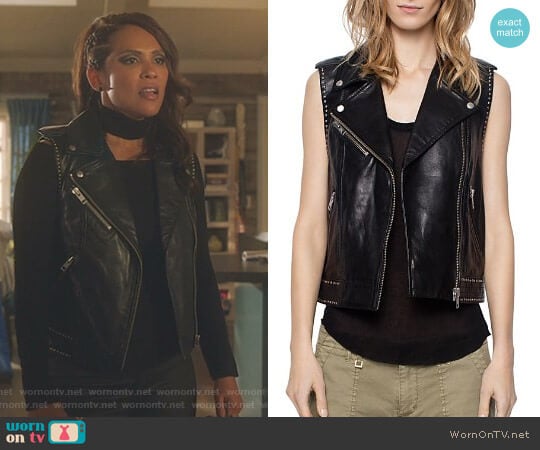 'Lexy' Deluxe Leather Vest by Zadig & Voltaire worn by Mazikeen (Lesley-Ann Brandt) on Lucifer