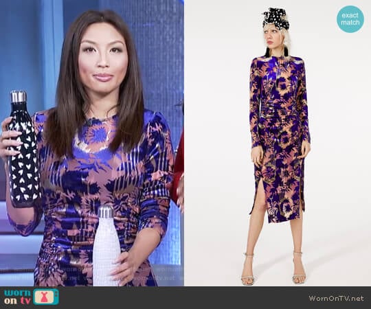 WornOnTV: Jeannie’s blue metallic floral print dress on The Real ...