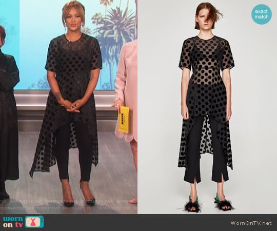  Irregular Polka Dot Top by Zara worn by Eve on The Talk