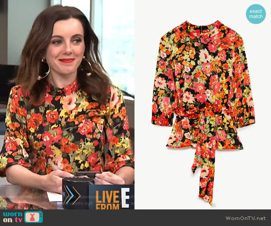 Top with Wraparound Belt by Zara worn by Melanie Bromley on E! News