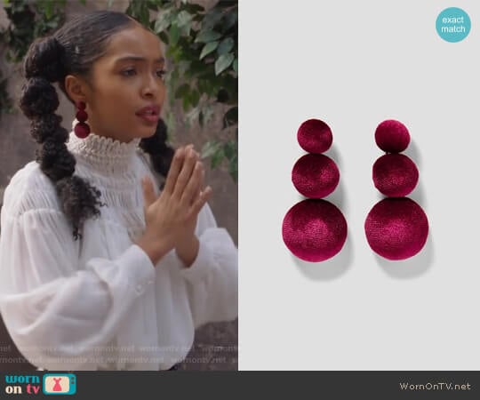 Velvet Earrings by Zara worn by Zoey Johnson (Yara Shahidi) on Grown-ish