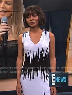 Zuri’s blue and black ribbed dress on E! News