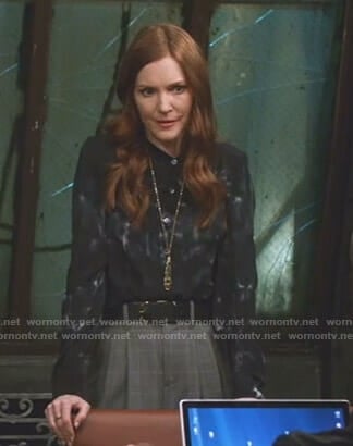 Abby's black tie dye blouse on Scandal