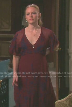 Abigail’s red floral embroidered dress on Days of our Lives