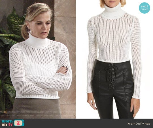 ALC Jones Fishnet Sweater worn by Phyllis Newman (Gina Tognoni) on The Young and the Restless