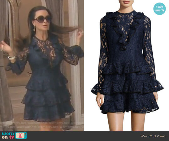 'Tracie' Ruffle Mini Dress by Alexis worn by Kyle Richards  on The Real Housewives of Beverly Hills