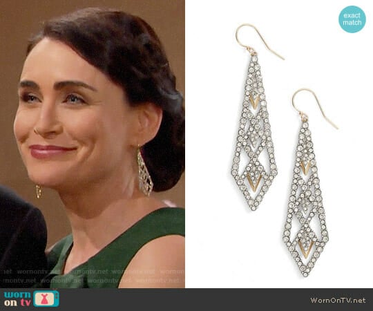 Alexis Bittar Crystal Encrusted Drop Earrings worn by Quinn Fuller (Rena Sofer) on The Bold and the Beautiful