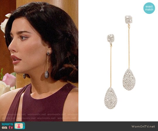 Alexis Bittar Crystal Drop Earrings worn by Steffy Forrester (Jacqueline MacInnes Wood) on The Bold and the Beautiful