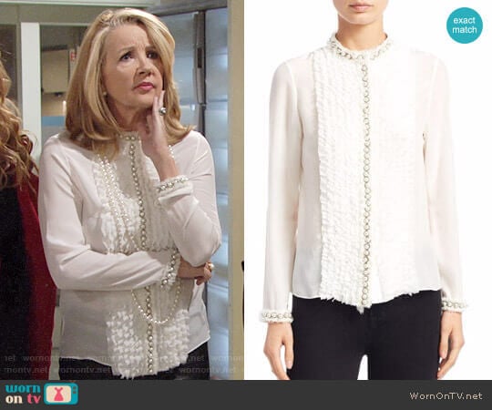 Alice + Olivia Arminda Blouse worn by Nikki Reed Newman (Melody Thomas-Scott) on The Young and the Restless