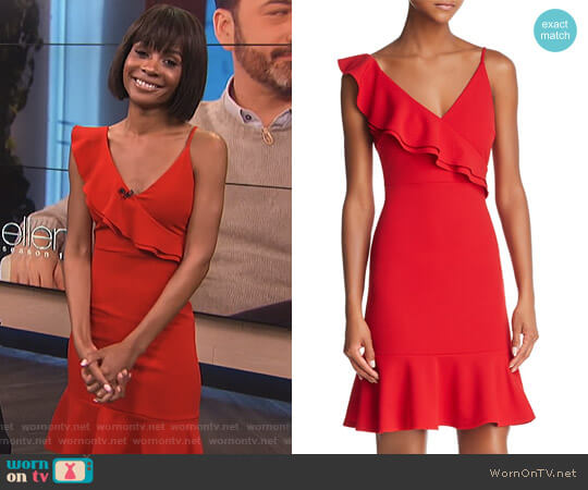 WornOnTV: Zuri’s red asymmetric ruffle dress on E! News | Zuri Hall ...