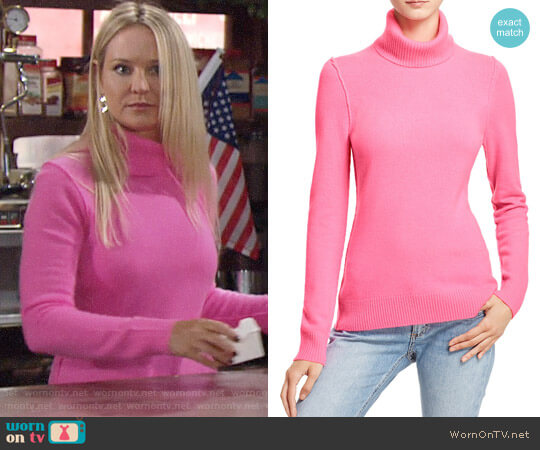 Aqua Turtleneck Cashmere Sweater worn by Sharon Newman (Sharon Case) on The Young and the Restless