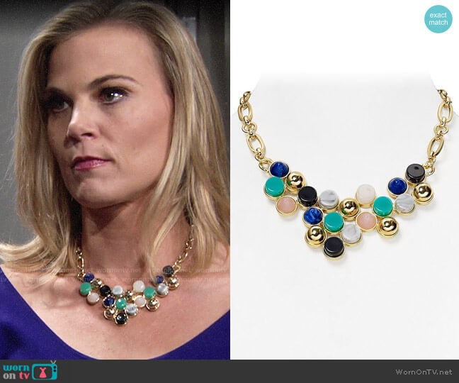 Aqua  Rina Bib Necklace worn by Phyllis Newman (Gina Tognoni) on The Young and the Restless