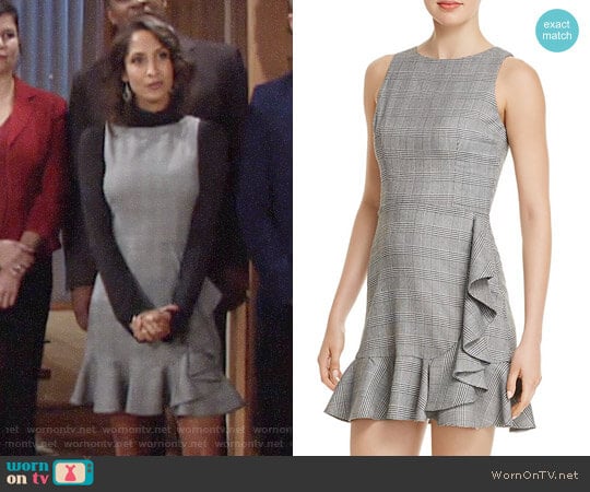 Aqua Ruffled Plaid Sheath Dress worn by Lily Winters (Christel Khalil) on The Young and the Restless