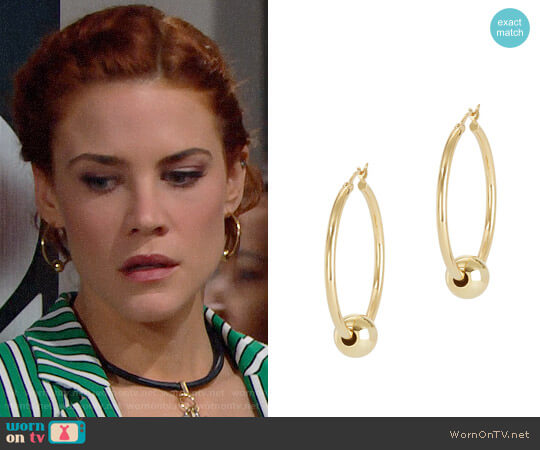 Argento Vivo Gold Ball Hoops worn by Sally Spectra (Courtney Hope) on The Bold and the Beautiful