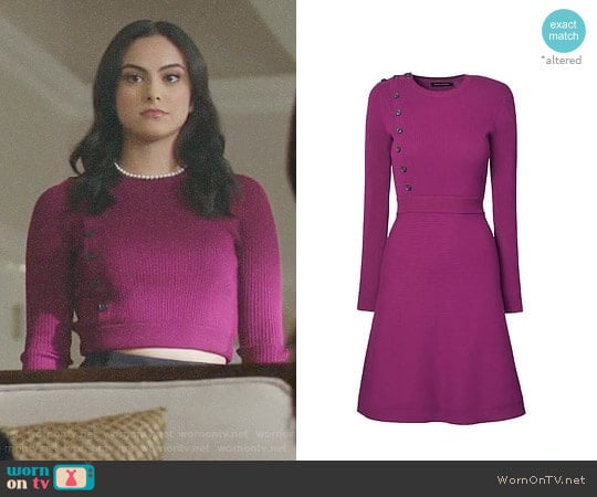 Banana Republic Button-Front Ribbed Sweater Dress worn by Veronica Lodge (Camila Mendes) on Riverdale