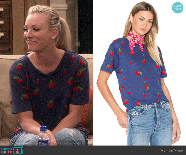 Banner Day Cherries Tee worn by Penny Hofstadter (Kaley Cuoco) on The Big Bang Theory