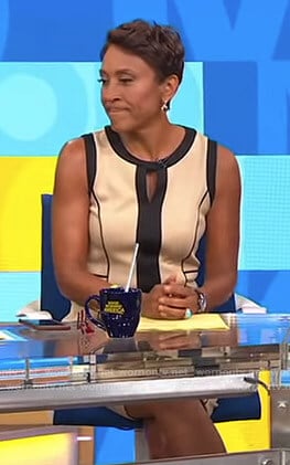 Robin’s beige and black keyhole dress on Good Morning America