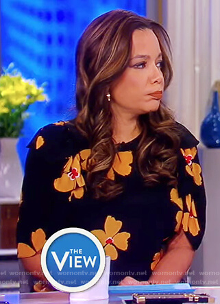Sunny’s black floral print dress on The View