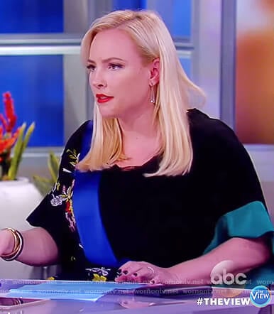 Meghan’s black floral wrap jumpsuit on The View