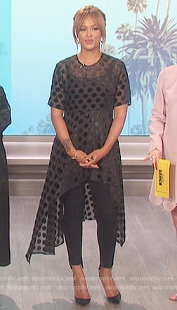 Eve’s black polka dot top on The Talk