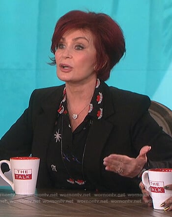 Sharon’s black tattoo print shirt on The Talk