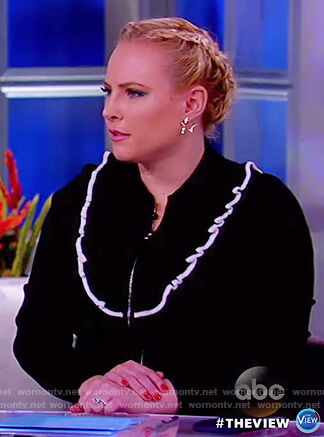 Meghan’s black ruffle front sweater on The View